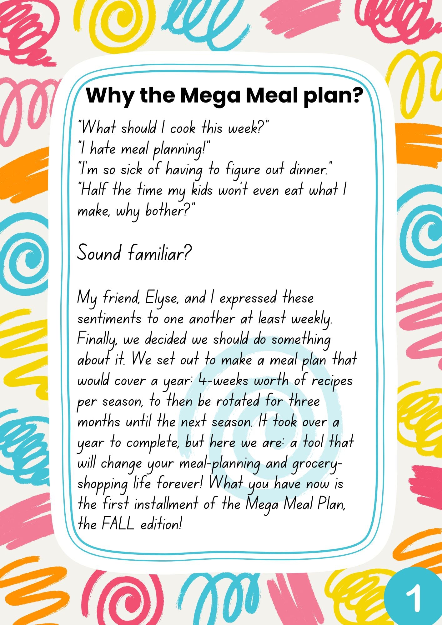 The Mega Meal Plan - FALL edition - Downloadable PDF